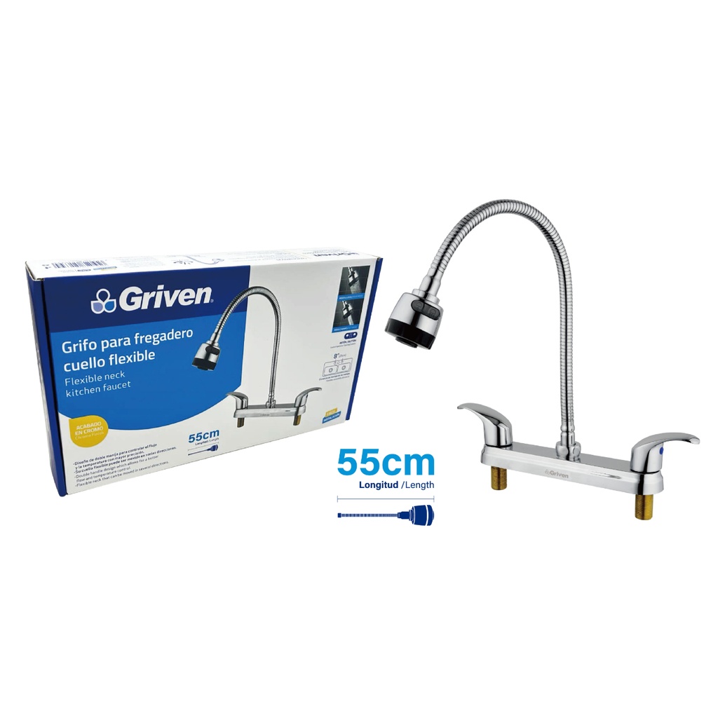 Grifo de fregador doble flexible griven