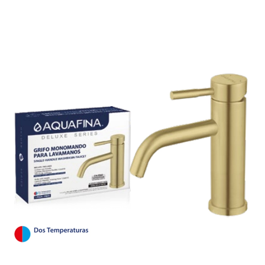 Grifo monomando para lavamanos dorado redonda AF