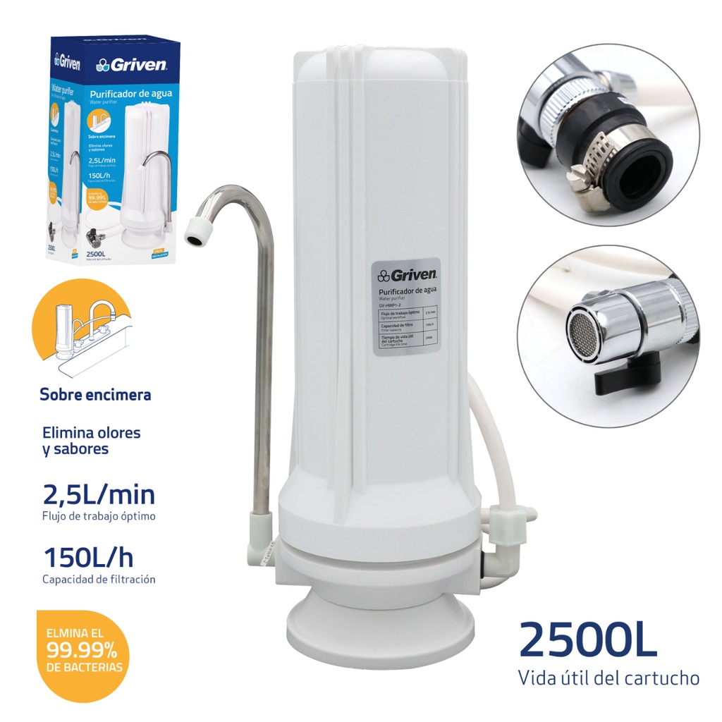 Filtro purificador de agua para fregador