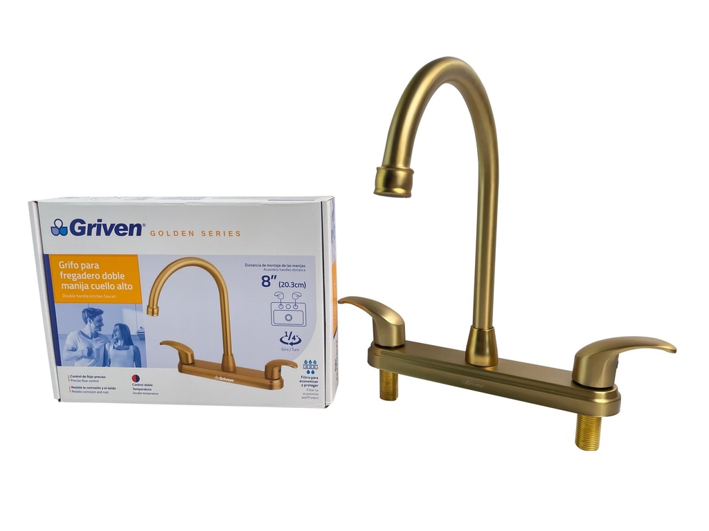 Grifo de fregador doble dorado griven