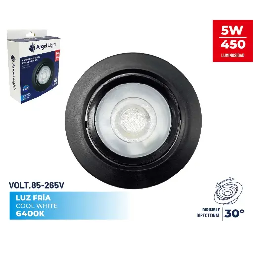 [al-dz101r-5w-b] Ojo de buey led 5w negro angel light