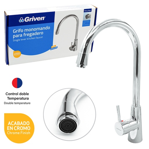 [a367-sh004] Grifo de fregador monomando cromada griven