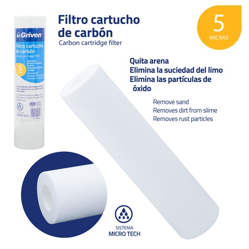 [a367-pp10a] Cartucho para filtro de carbon griven