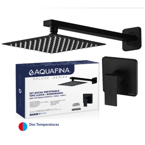 [a-6532a] Set de ducha negro con monomando negro cuadrado AF