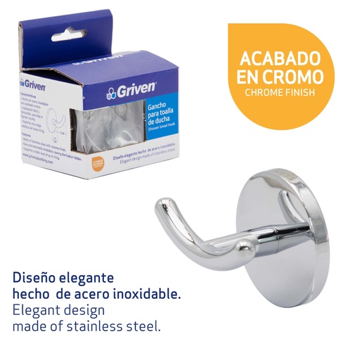 [gv-ch60200-ch] Gancho para toalla cromado griven