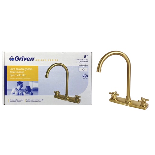 [a367-gmf801] Grifo de fregador doble dorado griven