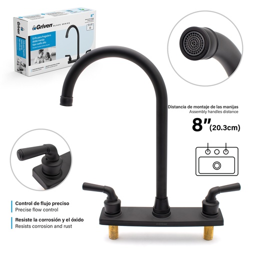 [a367-bf802] Grifo de fregador doble negro palanca